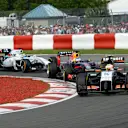 Sergio Perez (MEX) Force India VJM07 leads Sebastian Vettel (GER) Red Bull Racing RB10 and Felipe Massa (BRA) Williams FW36.
Formula One World Championship, Rd7, Canadian Grand Prix, Race Day, Montreal, Canada, Sunday 8 June 2014.