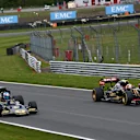 (L to R) Jolyon Palmer, Lotus 72 E-5, and Pastor Maldonado, Lotus E23 Hybrid, Brands Hatch, UK, April 27, 2015 © Lotus F1 Team