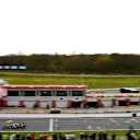 Brands Hatch, Kent, UK.
Monday 27 April 2015.
Romain Grosjean, Lotus E23 Mercedes passes the pits on the start/finish line.
World Copyright: Glenn Dunbar/LAT Photographic