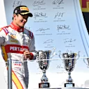Second placed Rio Haryanto (INA) Campos Racing celebrates on the podium at GP2 Series, Rd9, Sochi Autodrom, Russia, 9-11 October 2015. © Sutton Motorsport Images