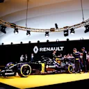 Renault F1 drivers Jolyon Palmer, Kevin Magnussen and Esteban Ocon take the covers off the new Renault R.S.16 during the Renault Sport F1 launch at Guyancourt Technocentre, France on February 3 2016. © Frederic Le Floc'h/DPPI/Renault Sport