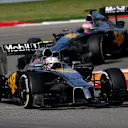 Kevin Magnussen (DEN) McLaren MP4-29 leads Jenson Button (GBR) McLaren MP4-29. Formula One World Championship, Rd17, United States Grand Prix, Race, Austin, Texas, USA, Sunday, 2 November 2014 