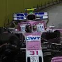 RACE: Ocon crashes out as Force Indias clash on Lap 1