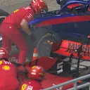 FP2: Ferrari mechanics rush to extinguish Albon brake fire