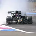 FP2: Spectacular, smoky lock-up does Grosjean's tyres no favours