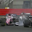 British GP: Perez loses front wing after Hulkenberg contact at restart