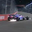 Singapore GP: Stroll limps in with puncture after hitting Turn 17 wall