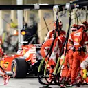Sebastian Vettel (GER) Ferrari SF15-T pitstop at Formula One World Championship, Rd19, Abu Dhabi Grand Prix, Race, Yas Marina Circuit, Abu Dhabi, UAE, Sunday 29 November 2015. © Sutton Motorsport Images