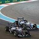 Nico Rosberg (GER) Mercedes AMG F1 W06 and Lewis Hamilton (GBR) Mercedes AMG F1 W06 celebrate at the end of the race at Formula One World Championship, Rd19, Abu Dhabi Grand Prix, Race, Yas Marina Circuit, Abu Dhabi, UAE, Sunday 29 November 2015. © Sutton Motorsport Images