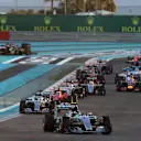 Nico Rosberg (GER) Mercedes AMG F1 W06 leads at the start of the race at Formula One World Championship, Rd19, Abu Dhabi Grand Prix, Race, Yas Marina Circuit, Abu Dhabi, UAE, Sunday 29 November 2015. © Sutton Motorsport Images