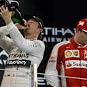 Race winner Nico Rosberg (GER) Mercedes AMG F1 celebrates with the champagne on the podium at Formula One World Championship, Rd19, Abu Dhabi Grand Prix, Race, Yas Marina Circuit, Abu Dhabi, UAE, Sunday 29 November 2015. © Sutton Motorsport Images