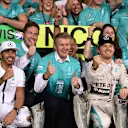 Race winner Nico Rosberg (GER) Mercedes AMG F1 celebrates with Lewis Hamilton (GBR) Mercedes AMG F1, Thomas Weber (GER) Member of the Board of Management of Daimler AG Group and the team at Formula One World Championship, Rd19, Abu Dhabi Grand Prix, Race, Yas Marina Circuit, Abu Dhabi, UAE, Sunday 29 November 2015. © Sutton Motorsport Images