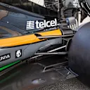 Force India VJM08 rear floor and rear suspension at Formula One World Championship, Rd19, Abu Dhabi Grand Prix, Preparations, Yas Marina Circuit, Abu Dhabi, UAE, Thursday 26 November 2015. © Sutton Motorsport Images