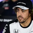 Fernando Alonso (ESP) McLaren in the press conference at Formula One World Championship, Rd19, Abu Dhabi Grand Prix, Preparations, Yas Marina Circuit, Abu Dhabi, UAE, Thursday 26 November 2015. © Sutton Motorsport Images