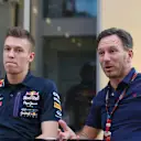 Daniil Kyvat (RUS) Red Bull Racing and Christian Horner (GBR) Red Bull Racing Team Principal at Formula One World Championship, Rd19, Abu Dhabi Grand Prix, Preparations, Yas Marina Circuit, Abu Dhabi, UAE, Thursday 26 November 2015. © Sutton Motorsport Images