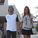 Fernando Alonso (ESP) McLaren with his girlfriend Lara Alvarez (ESP) at Formula One World Championship, Rd19, Abu Dhabi Grand Prix, Preparations, Yas Marina Circuit, Abu Dhabi, UAE, Thursday 26 November 2015. © Sutton Motorsport Images