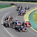 Carlos Sainz jr (ESP) Scuderia Toro Rosso STR10, Pastor Maldonado (VEN) Lotus E23 Hybrid, Felipe Nasr (BRA) Sauber C34 and Kimi Raikkonen (FIN) Ferrari SF15-T battle at the start of the race at Formula One World Championship, Rd1, Australian Grand Prix, Race, Albert Park, Melbourne, Australia, Sunday 15 March 2015. © Sutton Motorsport Images