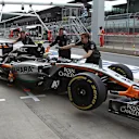 Sergio Perez (MEX) Force India VJM08 is pushed back into the garage at Formula One World Championship, Rd8, Austrian Grand Prix, Practice, Spielberg, Austria, Friday 19 June 2015. © Sutton Motorsport Images