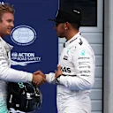 Nico Rosberg (GER) Mercedes AMG F1 and pole sitter Lewis Hamilton (GBR) Mercedes AMG F1 in parc ferme at Formula One World Championship, Rd8, Austrian Grand Prix, Qualifying, Spielberg, Austria, Saturday 20 June 2015. © Sutton Motorsport Images