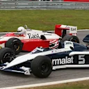 Nelson Piquet (BRA) Brabham BT52B and Christian Danner (GER) Zakspeed at the Legends Parade at Formula One World Championship, Rd8, Austrian Grand Prix, Qualifying, Spielberg, Austria, Saturday 20 June 2015. © Sutton Motorsport Images