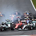 Nico Rosberg (GER) Mercedes AMG F1 W06 leads Lewis Hamilton (GBR) Mercedes AMG F1 W06 at the start of the race at Formula One World Championship, Rd8, Austrian Grand Prix, Race, Spielberg, Austria, Sunday 21 June 2015. © Sutton Motorsport Images