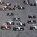 Nico Rosberg (GER) Mercedes AMG F1 W06 leads Lewis Hamilton (GBR) Mercedes AMG F1 W06 at the start of the race at Formula One World Championship, Rd8, Austrian Grand Prix, Race, Spielberg, Austria, Sunday 21 June 2015. © Sutton Motorsport Images
