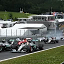 Nico Rosberg (GER) Mercedes AMG F1 W06 leads Lewis Hamilton (GBR) Mercedes AMG F1 W06 at the start of the race at Formula One World Championship, Rd8, Austrian Grand Prix, Race, Spielberg, Austria, Sunday 21 June 2015. © Sutton Motorsport Images