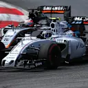 Valtteri Bottas (FIN) Williams FW37 and Nico Hulkenberg (GER) Force India VJM08 battle at Formula One World Championship, Rd8, Austrian Grand Prix, Race, Spielberg, Austria, Sunday 21 June 2015. © Sutton Motorsport Images