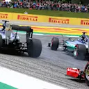 Lewis Hamilton (GBR) Mercedes AMG F1 W06 and Nico Rosberg (GER) Mercedes AMG F1 W06 at the start of the race at Formula One World Championship, Rd8, Austrian Grand Prix, Race, Spielberg, Austria, Sunday 21 June 2015. © Sutton Motorsport Images