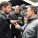 Paul Hembery (GBR) Pirelli Motorsport Director and Jean Alesi (FRA) on the grid at Formula One World Championship, Rd8, Austrian Grand Prix, Race, Spielberg, Austria, Sunday 21 June 2015. © Sutton Motorsport Images