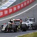 Pastor Maldonado (VEN) Lotus E23 Hybrid leads Valtteri Bottas (FIN) Williams FW37 at Formula One World Championship, Rd8, Austrian Grand Prix, Race, Spielberg, Austria, Sunday 21 June 2015. © Sutton Motorsport Images