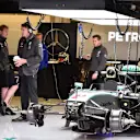 Mercedes AMG F1 W06 in the garage at Formula One Testing, Day One, Spielberg, Austria, Tuesday 23 June 2015. © Sutton Motorsport Images