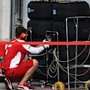 Ferrari mechanic with Pirelli tyres at Formula One Testing, Day Two, Spielberg, Austria, Wednesday 24 June 2015. © Sutton Motorsport Images