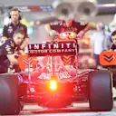Daniil Kvyat (RUS) Red Bull Racing RB11 makes a pit stop at Formula One World Championship, Rd4, Bahrain Grand Prix Practice, Bahrain International Circuit, Sakhir, Bahrain, Friday 17 April 2015. © Sutton Motorsport Images