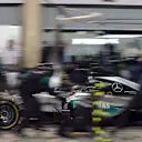 Nico Rosberg (GER) Mercedes AMG F1 W06 pit stop at Formula One World Championship, Rd4, Bahrain Grand Prix Race, Bahrain International Circuit, Sakhir, Bahrain, Sunday 19  April 2015. © Sutton Motorsport Images
