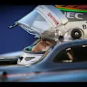 Sergio Perez (MEX) Force India VJM08 on the grid at Formula One World Championship, Rd4, Bahrain Grand Prix Race, Bahrain International Circuit, Sakhir, Bahrain, Sunday 19  April 2015. © Sutton Motorsport Images