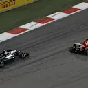 Lewis Hamilton (GBR) Mercedes AMG F1 W06 and Kimi Raikkonen (FIN) Ferrari SF15-T at Formula One World Championship, Rd4, Bahrain Grand Prix Race, Bahrain International Circuit, Sakhir, Bahrain, Sunday 19  April 2015. © Sutton Motorsport Images