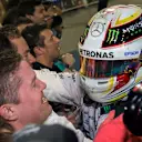 Lewis Hamilton (GBR) Mercedes AMG F1 celebrates in parc ferme at Formula One World Championship, Rd4, Bahrain Grand Prix Race, Bahrain International Circuit, Sakhir, Bahrain, Sunday 19  April 2015. © Sutton Motorsport Images