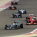 Lewis Hamilton (GBR) Mercedes AMG F1 W06 leads at the start of the race at Formula One World Championship, Rd4, Bahrain Grand Prix Race, Bahrain International Circuit, Sakhir, Bahrain, Sunday 19  April 2015. © Sutton Motorsport Images