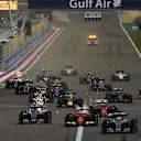 Lewis Hamilton (GBR) Mercedes AMG F1 W06 leads at the start of the race at Formula One World Championship, Rd4, Bahrain Grand Prix Race, Bahrain International Circuit, Sakhir, Bahrain, Sunday 19  April 2015. © Sutton Motorsport Images