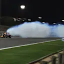 Daniel Ricciardo (AUS) Red Bull Racing RB11 suffers a blown engine at the finish line at Formula One World Championship, Rd4, Bahrain Grand Prix Race, Bahrain International Circuit, Sakhir, Bahrain, Sunday 19  April 2015. © Sutton Motorsport Images