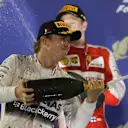 Nico Rosberg (GER) Mercedes AMG F1 celebrates on the podium at Formula One World Championship, Rd4, Bahrain Grand Prix Race, Bahrain International Circuit, Sakhir, Bahrain, Sunday 19  April 2015. © Sutton Motorsport Images