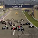 Lewis Hamilton (GBR) Mercedes AMG F1 W06 leads at the start of the race at Formula One World Championship, Rd4, Bahrain Grand Prix Race, Bahrain International Circuit, Sakhir, Bahrain, Sunday 19  April 2015. © Sutton Motorsport Images