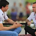 Toto Wolff (AUT) Mercedes AMG F1 Director of Motorsport and at Paddy Lowe (GBR) Mercedes AMG F1 Executive Director (Technical) Formula One World Championship, Rd4, Bahrain Grand Prix Preparations, Bahrain International Circuit, Sakhir, Bahrain, Thursday 16  April 2015. © Sutton Motorsport Images