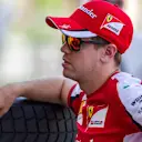 Sebastian Vettel (GER) Ferrari at Formula One World Championship, Rd4, Bahrain Grand Prix Preparations, Bahrain International Circuit, Sakhir, Bahrain, Thursday 16  April 2015. © Sutton Motorsport Images