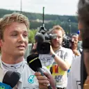 Nico Rosberg (GER) Mercedes AMG F1 W06 talks to the press after suffering a Pirelli tyre blow out in FP2 at Formula One World Championship, Rd11, Belgian Grand Prix, Practice, Spa Francorchamps, Belgium, Friday 21 August 2015. © Sutton Motorsport Images
