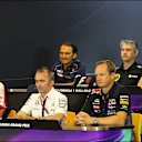 Giampaolo Dall'ara, Sauber Head of Track Engineering, Nick Chester (GBR) Lotus Technical Director, Andrew Green (GBR) Force India Technical Director, James Allison (GBR) Ferrari Chassis Technical Director, Paddy Lowe (GBR) Mercedes AMG F1 Executive Director and Paul Monaghan (GBR) Red Bull Racing Chief Engineer in the Press Conference at Formula One World Championship, Rd11, Belgian Grand Prix, Practice, Spa Francorchamps, Belgium, Friday 21 August 2015. © Sutton Motorsport Images