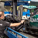 The car of Nico Rosberg (GER) Mercedes AMG F1 W06 is recovered after suffering a Pirelli tyre blow out in FP2 at Formula One World Championship, Rd11, Belgian Grand Prix, Practice, Spa Francorchamps, Belgium, Friday 21 August 2015. © Sutton Motorsport Images