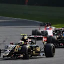 Pastor Maldonado (VEN) Lotus E23 Hybrid leads team-mate Romain Grosjean (FRA) Lotus E23 Hybrid at Formula One World Championship, Rd11, Belgian Grand Prix, Practice, Spa Francorchamps, Belgium, Friday 21 August 2015. © Sutton Motorsport Images