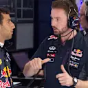 Daniel Ricciardo (AUS) Red Bull Racing and Simon Rennie (GBR) Red Bull Racing Race Engineer at Formula One World Championship, Rd11, Belgian Grand Prix, Practice, Spa Francorchamps, Belgium, Friday 21 August 2015. © Sutton Motorsport Images